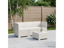 Vidaxl Sofá De Jardim Para 3 Pessoas Estilo Rattan Pp Branco