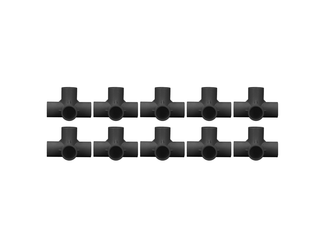 10 Peças Conector De Tubo Pvc 4 Vias 25mm Para Conexão De Móveis Preto
