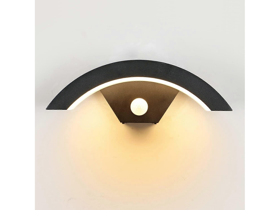 Rebe luz Mural Led Exterior com Sensor, Impermeável Ip65, Design em U, 24w, Luz Branca Quente, Iluminação de 8 16m