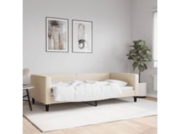 Vidaxl Sofá-cama 100x200 Cm Tecido Cor Creme