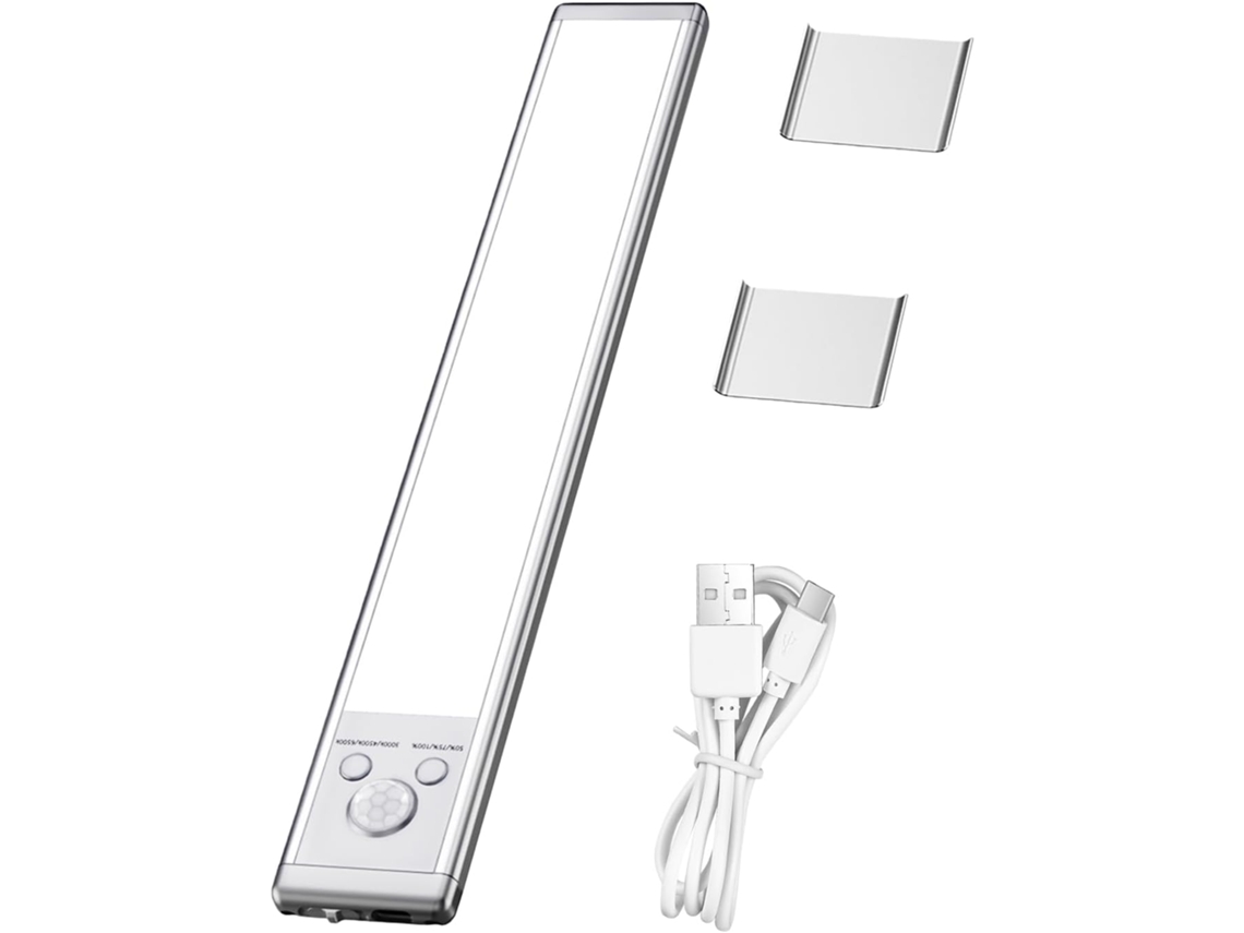 Luz de guarda-roupa com sensor de movimento, recarregável e de intensidade.