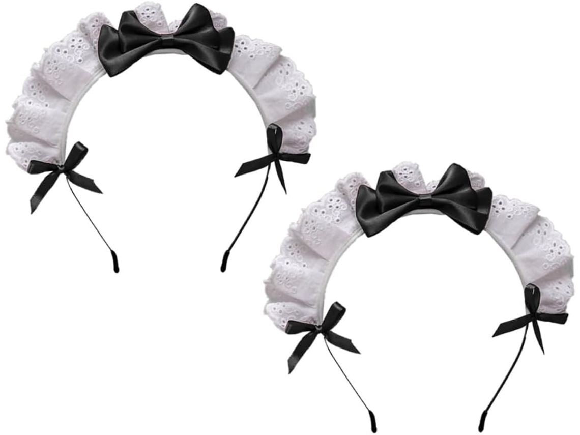 De 2 Faixas De Cabelo Pretas De Renda Com Laço Da Nuobesty, Leves E Confortáveis.