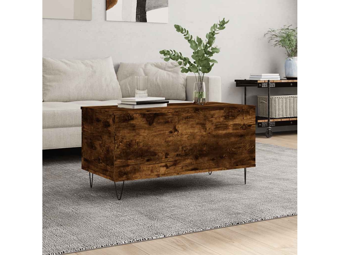Vidaxl Mesa De Centro 90x44,5x45 Cm Derivados Madeira Carvalho Fumado