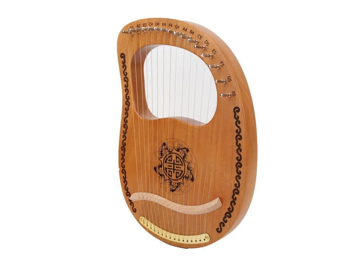 Harpa Côncava de Mogno 16 Cordas de Aço Harpas de Mogno com Chave para Afinador de Saco de Piano para Iniciantes