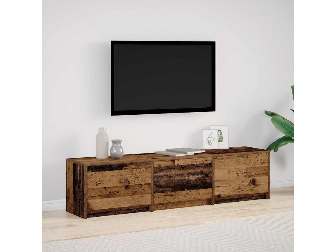 Vidaxl Rack De Tv Com Led Com Gaveta Madeira Antiga 165 X 34 X 40 Cm