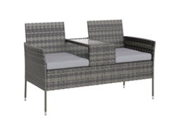 Banco Externo Dois Lugares com mesa e rattan, cinza QINGYU TECH (137x59x82cm)