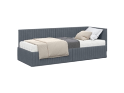 Estrutura de Cama de Canto com Colchão 2 Pcs Veludo Cinzeto MAISON EXCLUSIVE