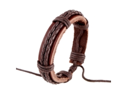 Pulseira Vintage De Lã Ajustável Em Couro Pu