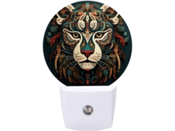 Luminárias de parede noturnas com estampa tribal Chita, luzes noturnas de LED com sensor de movimento, luz branca quente.