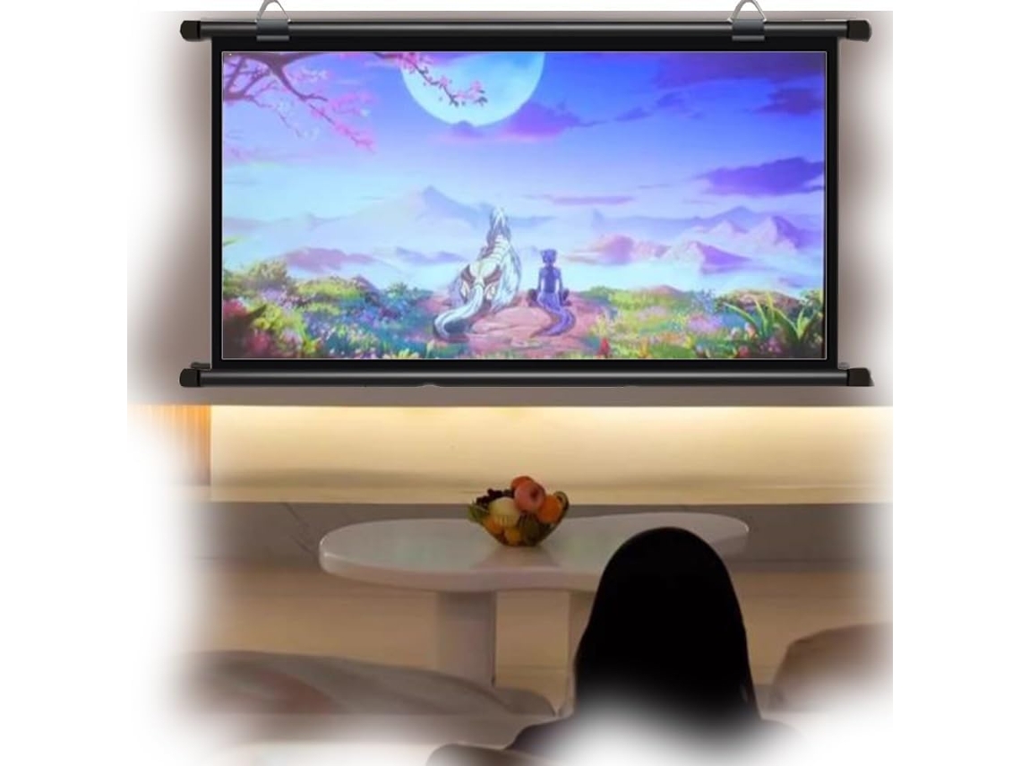 Tela de Projeção 30" 16:9 Portátil, para Uso Doméstico e Externo