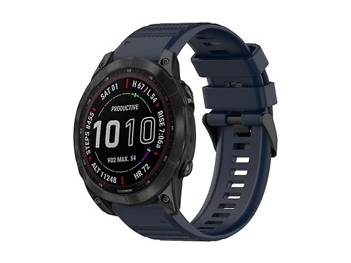 Pulseira De Relógio Lurelia Para Garmin Fenix 7 Solar 22 Mm Silicone Azul Marinho