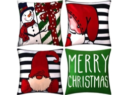 4 Capas de Travesseiro de Natal, Papai Noel, Decorativo, Resistente às Manchas Nova Line
