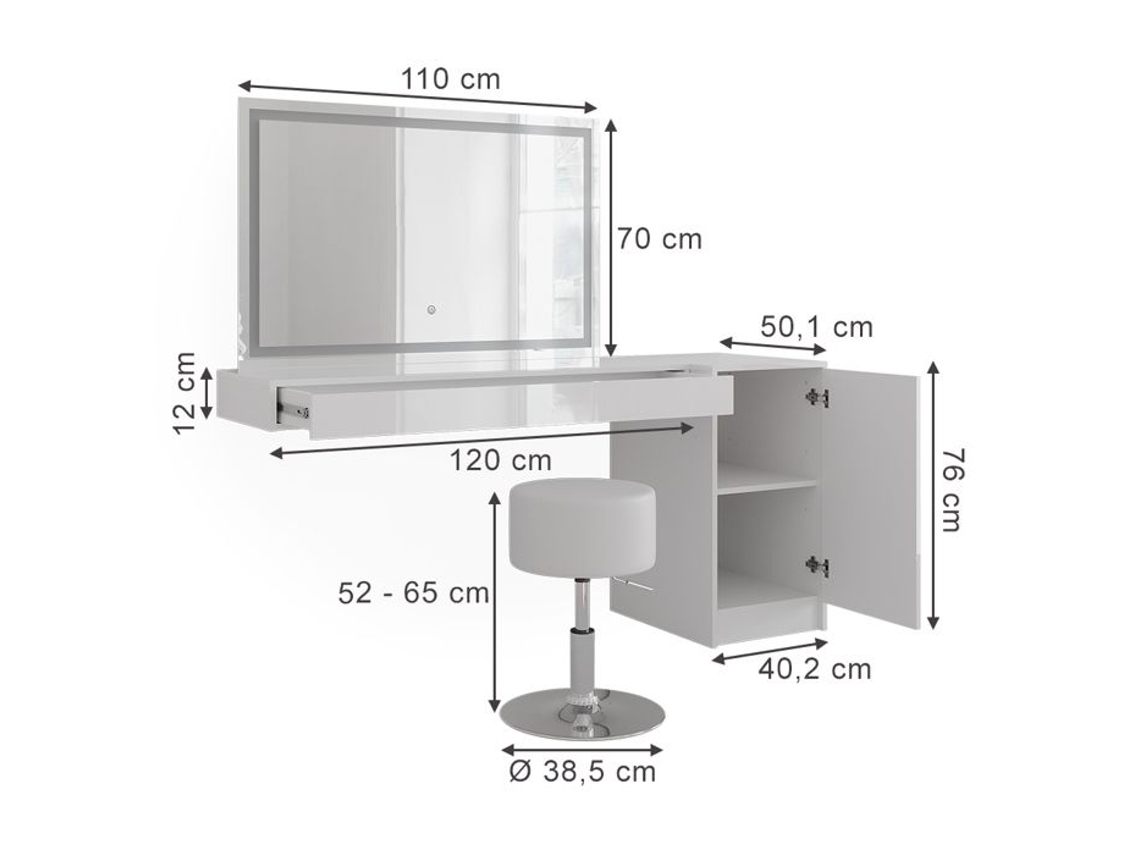 Coiffeuse Sherry, 120cm 4 Partes, Branco, Vicco 59576