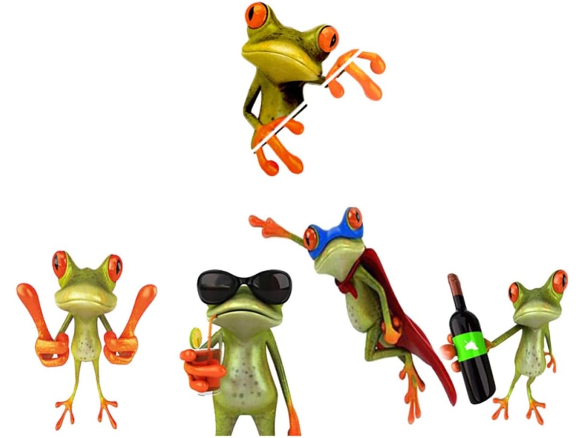 Conjunto de 5 adesivos 3D de sapo para a carroceria e portas do carro.
