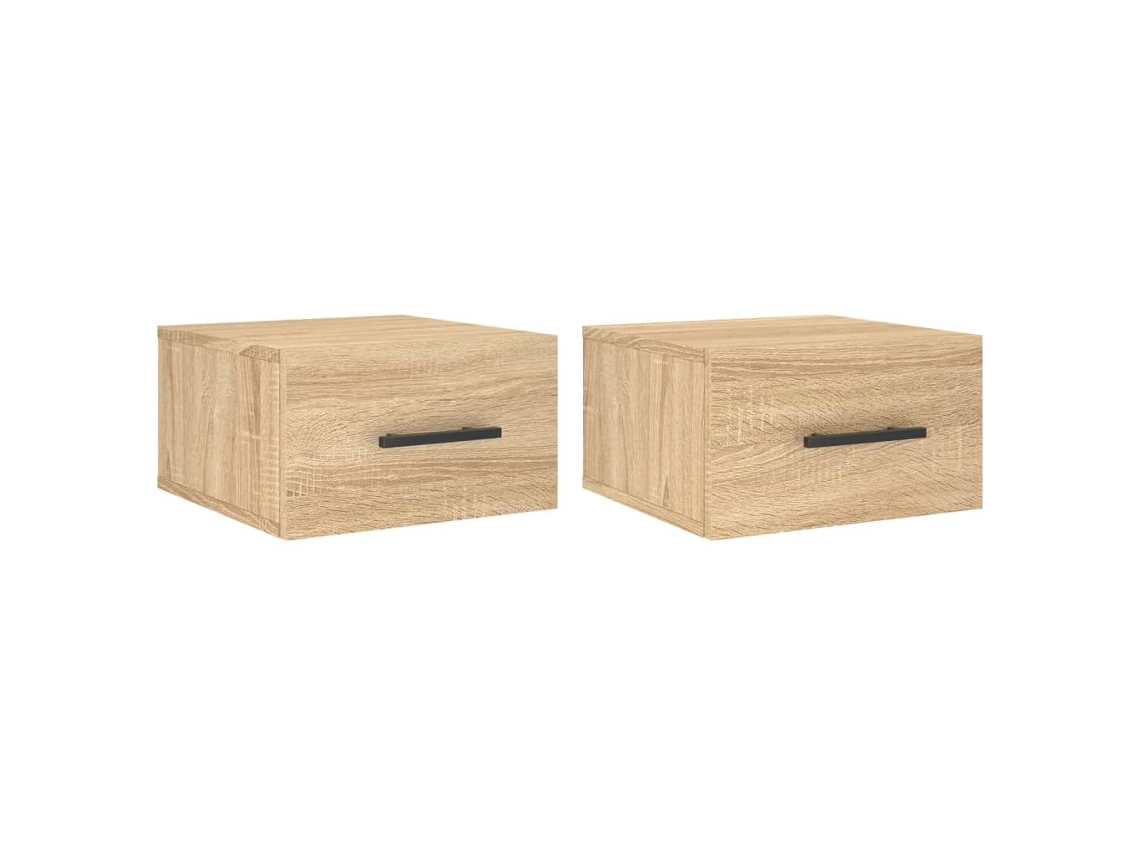 Conjunto de 2 Mesas de Cabeceira de Parede Cor Carvalho Sonoma MAISON EXCLUSIVE (35x35x20 cm)