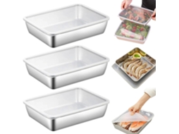 Conjunto De 3 Recipientes Para Armazenamento, Em Aço Inoxidável, Com Tampa, Para Frutas, Queijo, Adequado A Geladeira