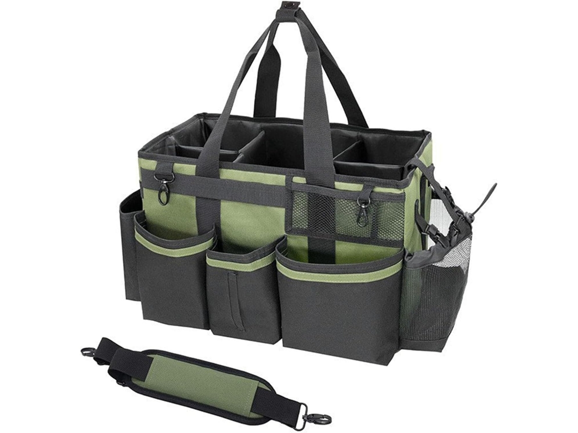 Bolsa Para Ferramentas De Limpeza Oxford 15 Polegadas Com Vários Compartimentos Verde