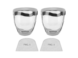 Mali 2pcs Protetor Facial Reutilizável Transparente com Algodão Filtro Cinza Branco