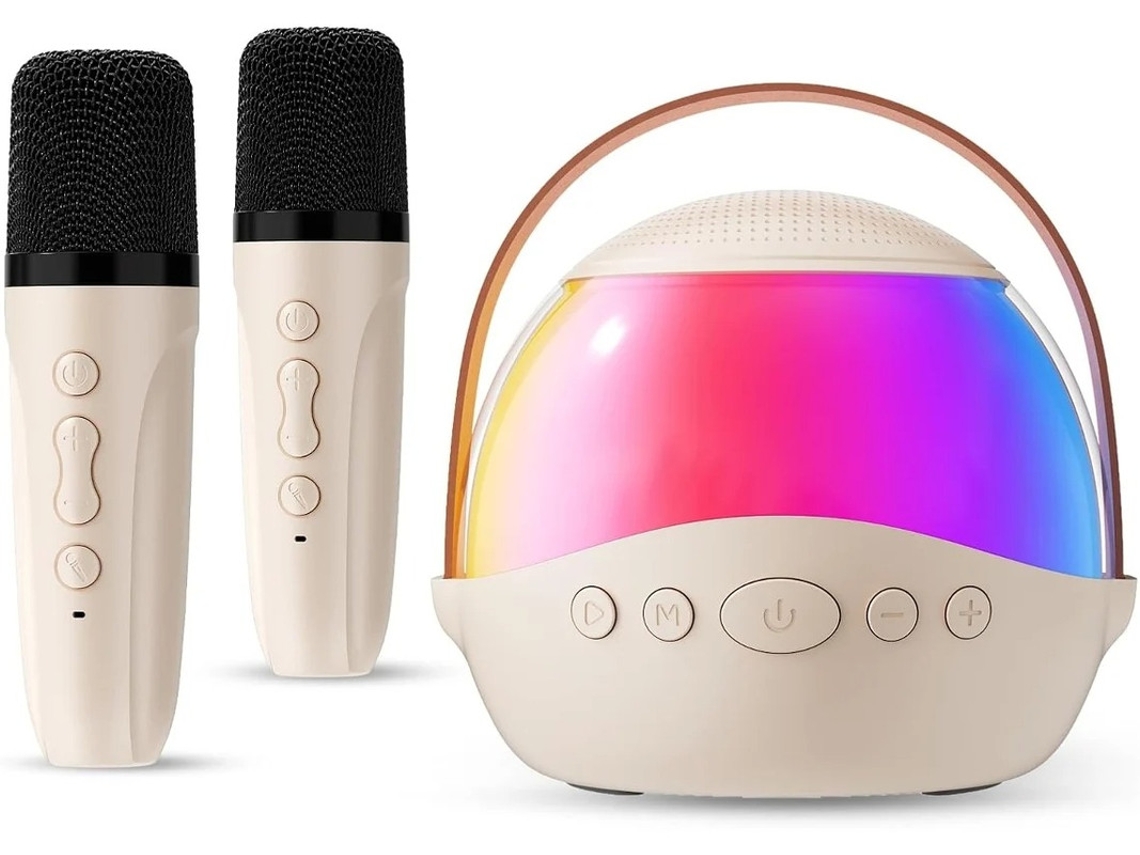 Mini máquina de karaokê sem fio Bluetooth com microfone de alta potência e luzes RGB coloridas, ideal para festas KTV em família Yizhood