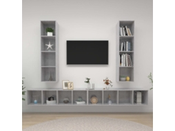 Vidaxl Armários De Parede Para Tv 4 Pcs Contraplacado Cinzento Cimento