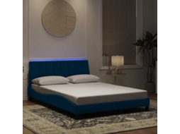 Vidaxl Estrutura De Cama Com Led Sem Colchão Hanko 140x200 Cm Veludo Azul