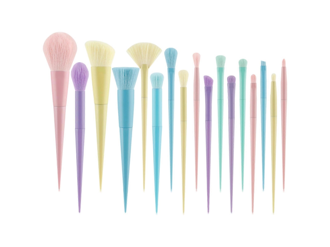 Conjunto De 17 Pincéis De Maquiagem Profissional Para Base, Sobrancelhas, Blush, Corretivo E Pó Facial. Everley891