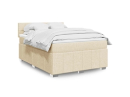 Vidaxl Cama Com Molas/colchão 140x190 Cm Tecido Cor Creme