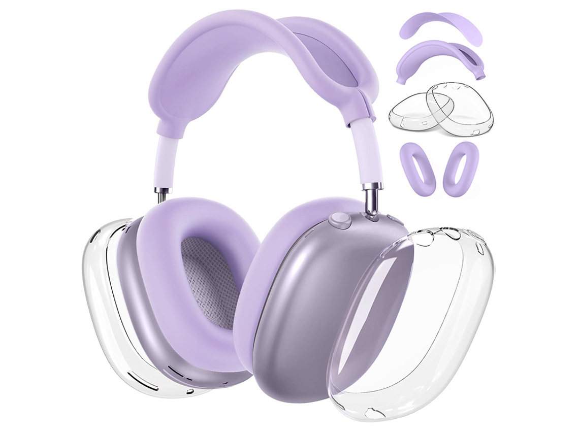 Capa Protetora de Quatro Peças em Tpu Transparente em Tons de Rosa e Roxo, Material Resistente Compatível com os Airpods Max 1/2, Ideal Par STELASPLEN