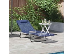 Vidaxl Espreguiçadeira Dobrável Azul Marinho 182 X 55 X 85,5 Cm