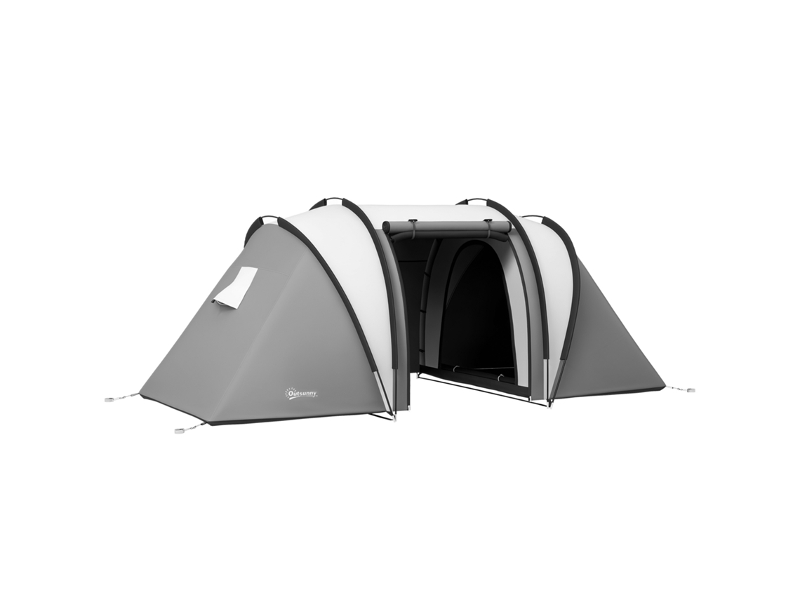 Tenda Camping Familiar 4-5 Pessoas 2 Quartos 450x220x180cm Cinza