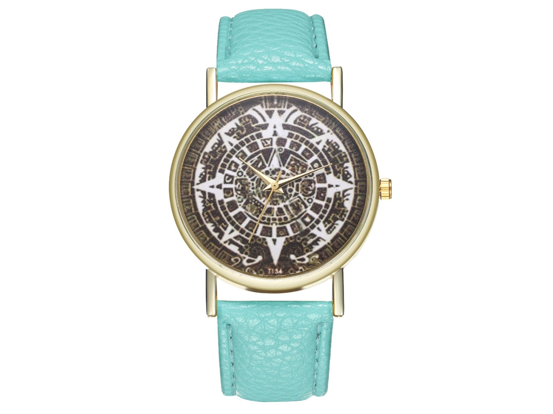 Relógio de Pulso Analógico de Quartzo com Pulseira de Pu Fashion Cor Mintcream