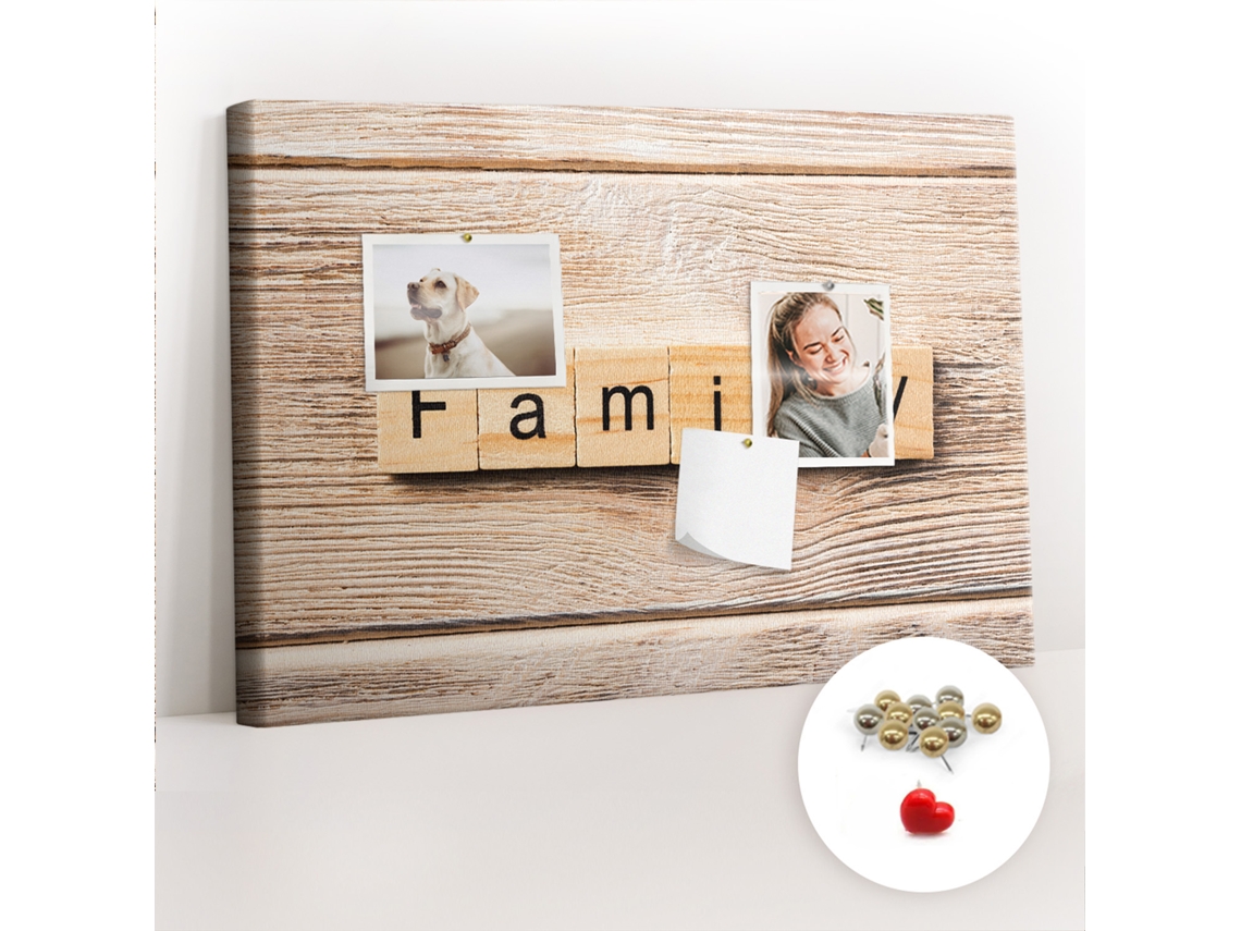 Painel De Cortiça Para Parede Inscrição "família" Para O Escritório Espelharte (60x40 Cm)