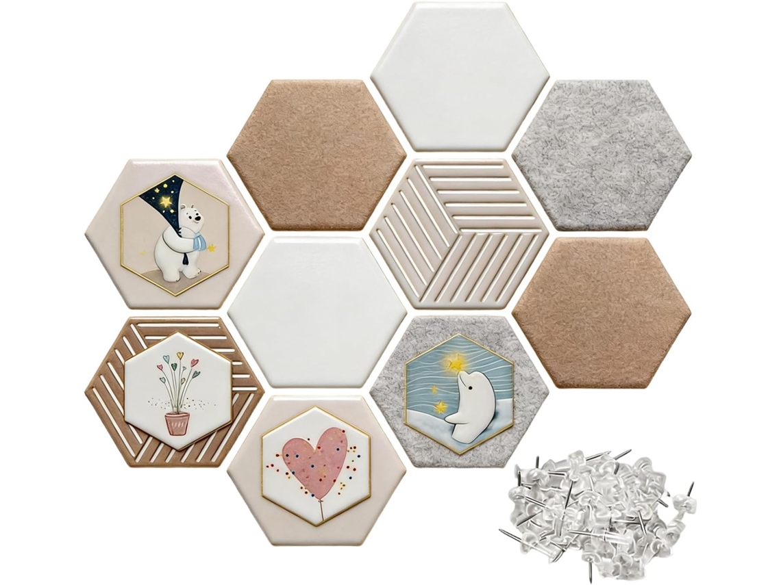 Quadros Hexagonais De Cortiça Para Decoração De Paredes, Murais De Avisos, Placas Para Murais Escolares