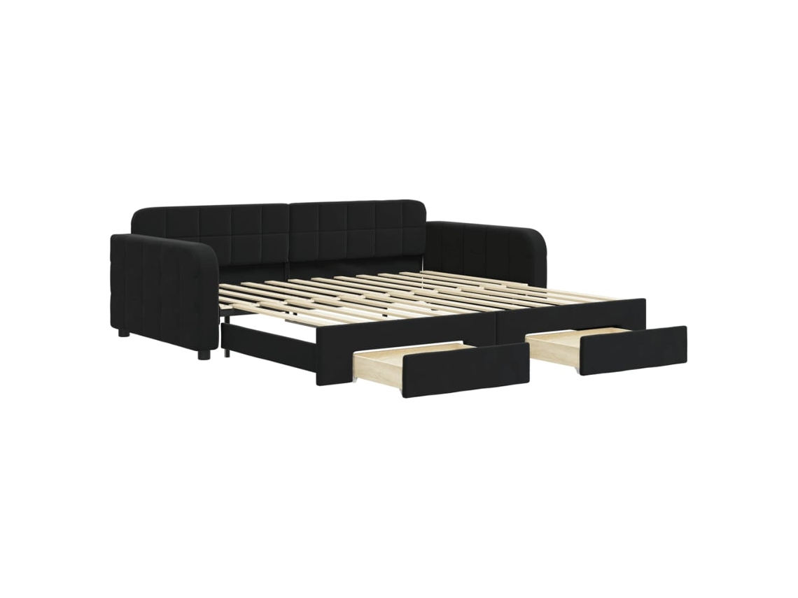 Daybed With Trundle, Daybeds With Trundles Vidaxl Preto Veludo (100 X 200 Cm)