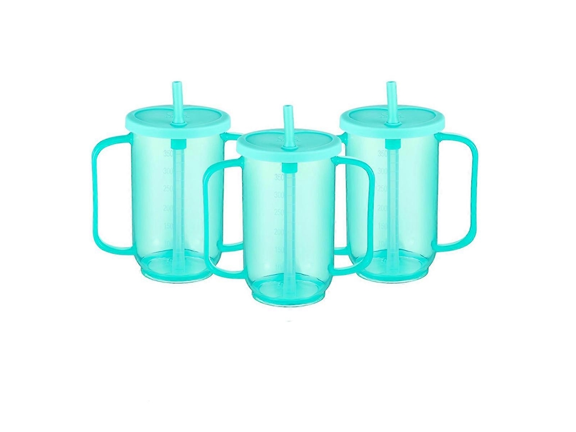 Conjunto De 3 Copos Treinamento Para Adultos Idosos, Plástico Antivazamento 350 Ml. Aquaforge