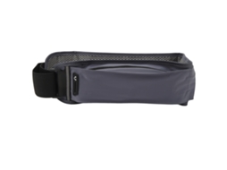 Pochete para corrida com vários bolsos independentes, elástica, respirável e leve, com faixa refletiva Slowmoose cinza.