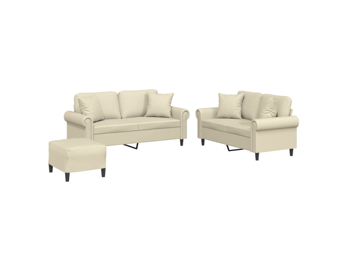 Sofa Set, Sofa Sets Vidaxl Creme Couro Artificial (n/a)
