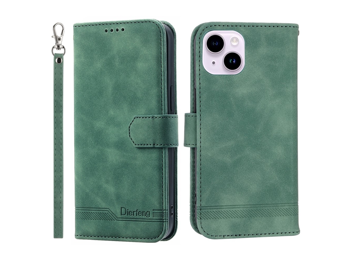 Capa Para Iphone 15 Pele Sintética Verde