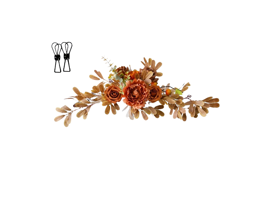 Placa de Boas-vindas com Flores para Casamento, Decoração Floral de Parede, Tecido de Seda 60x25cm LAXISCREED