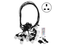 Rebe-luz De Cadena Impermeable Ao Ar Livre Luzes Rgb Coloridas Com Controle Remoto Rf Ir Plugue Uk 100‑240v