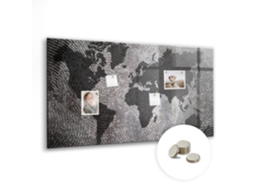 Quadro Magnético De Parede Mapa Mundi De Concreto Para O Escritório Espelharte (120x60 Cm)