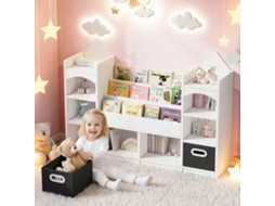 Estante Infantil NOVELA 130x30x90 Cm para Livros e Brinquedos com 2 Caixas Dobráveis