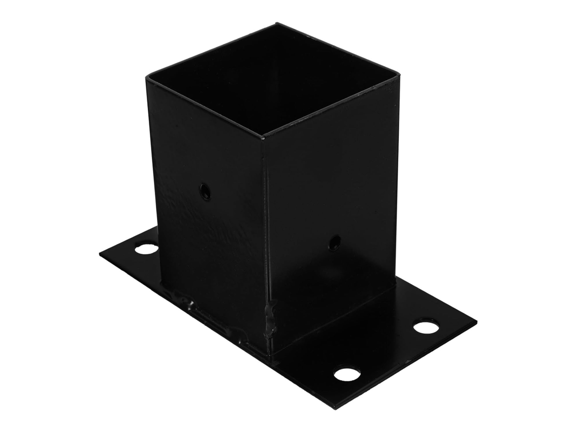 Suporte Ajustável Em Ferro Preto Para Postes, Ideal Para Caixas De Correio E Varandas, Com Base Quadrada Resistente.