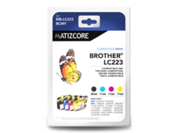 Pack 4 Tinteiros MATIZCORE Brother LC223 Cores (LC223CMYK) — Preto e Cores