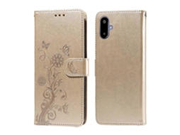 Capa De Celular Em Couro Com Estampa De Borboletas E Flores Em Relevo Para Samsung Galaxy F06 5g / M06 5g