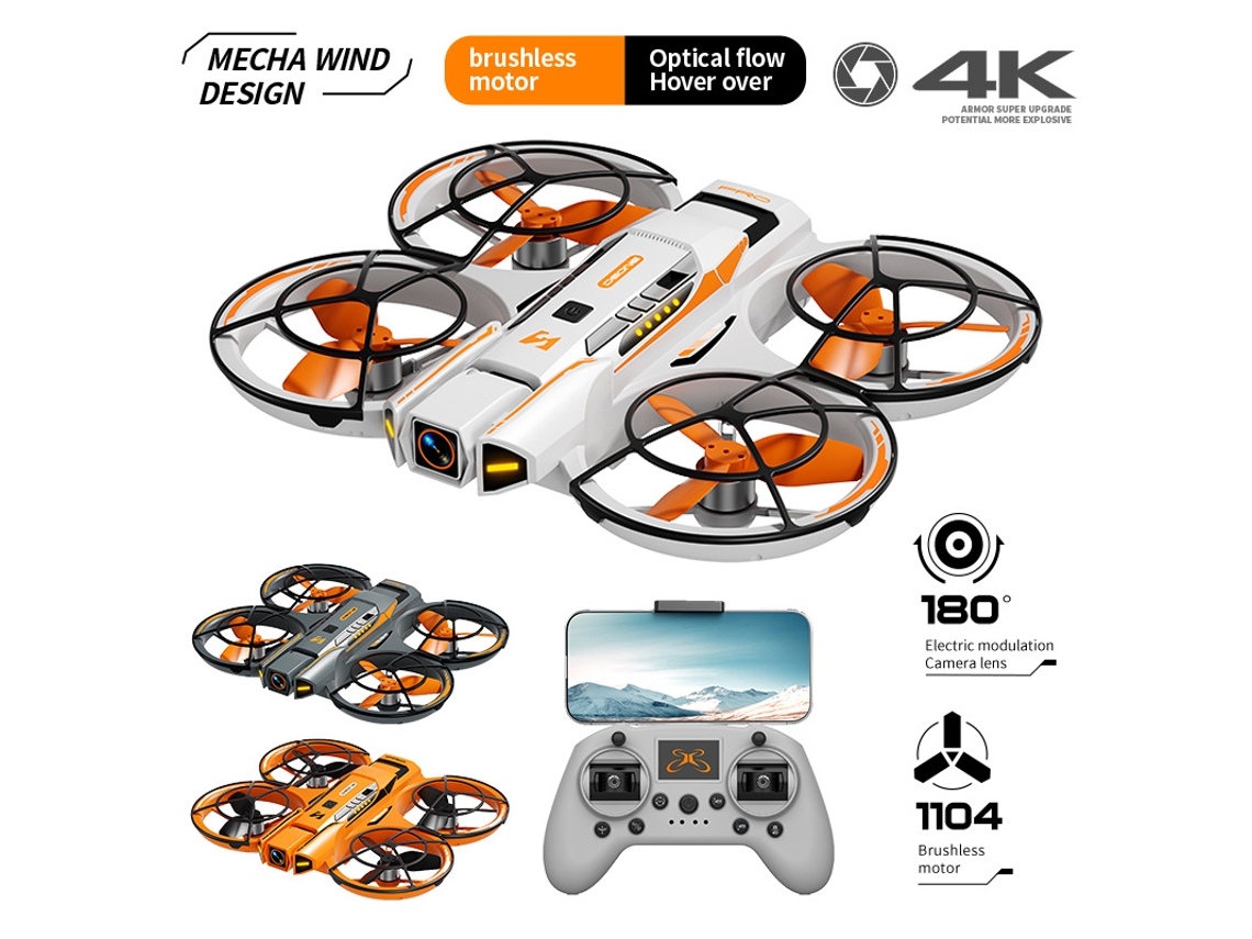 Mini Drone A21 Com Câmara Hd 4k Profissional, Wi Fi, Controlo De Altitude, Drone Com Câmara Fpv Para Iniciantes 1 Bateria Branco Yizhood