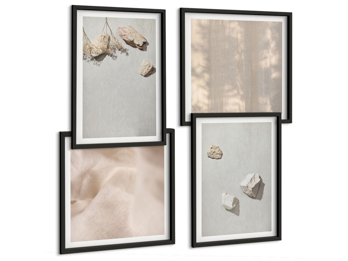 Composição De Quadros Boho Pedras Praia Decorações Espelharte (4 Peças)