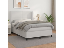 Vidaxl Cama Com Molas/colchão 140x200 Cm Couro Artificial Branco