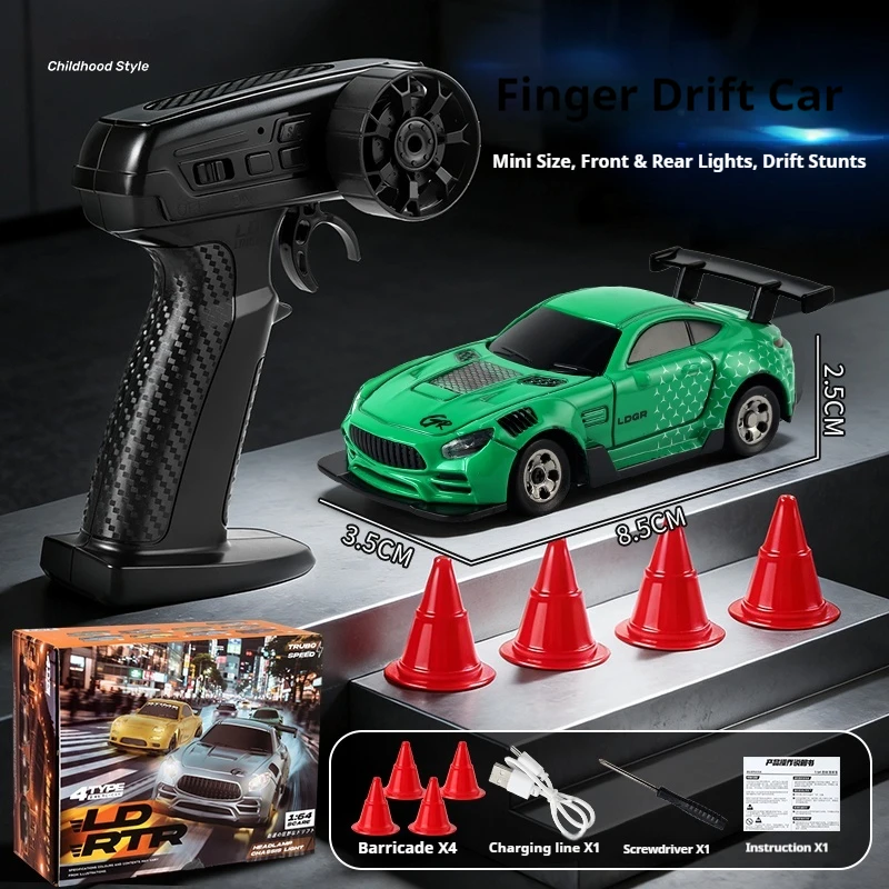 Carro de Drift com Controle Remoto 1:64, Tração nas Quatro Rodas 2.4g, Modelo de Simulação MDUG (verde Amg)