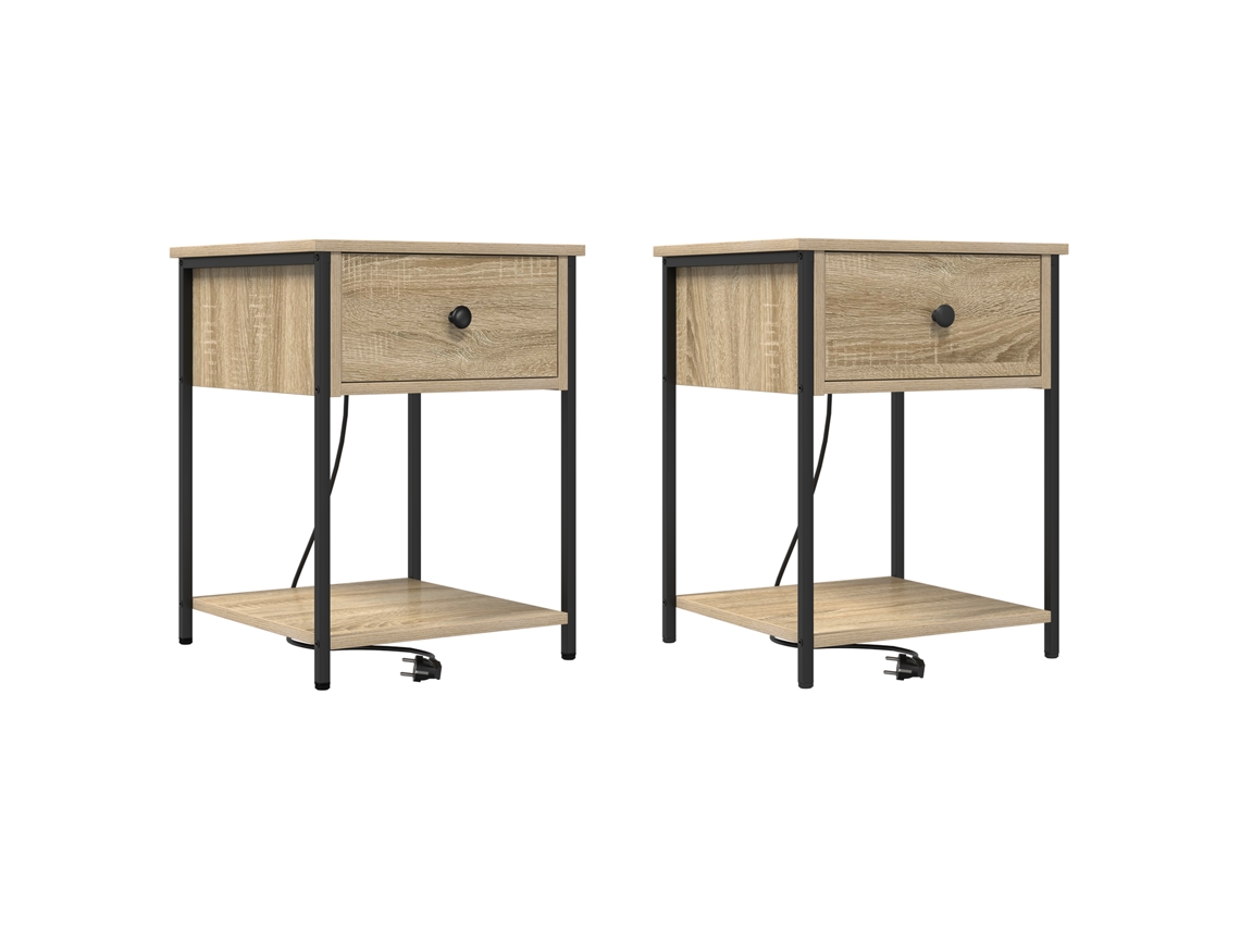 Conjunto 2 Mesa-de-cabeceira Vidaxl Castanho Derivados De Madeira (42 X 41 X 56 Cm)